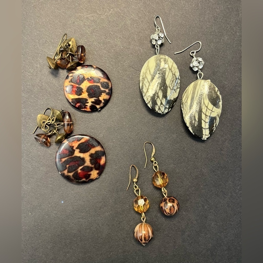 3 Pairs of Earrings- Animal Print Bundle